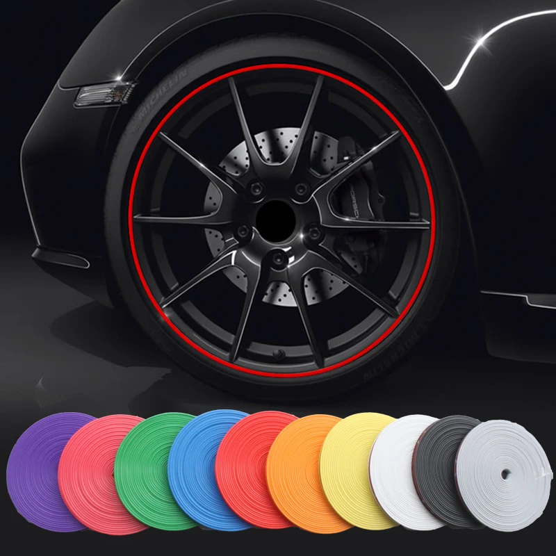 8 м/рулон автомобильные цветные колеса обода протекторы Декор полосы шин защитная линия резиновые Стайлинг молдинги отделка