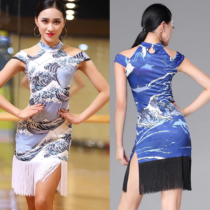 Латинское танцевальное платье женские костюмы Cheongsam бахрома платье бальное Фламенго Танго Современная Сальса конкурентоспособная одежда