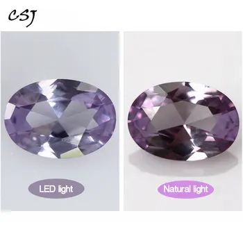 

CSJ Created Alexandrite Loose Gemstone Oval Cut For Diy Jewelry 925 Silver Mounting Fine Cutting Faceted Bead Stone Color Change