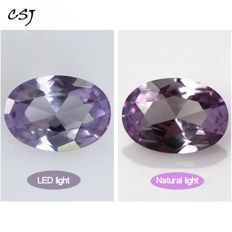 CSJ Created Alexandrite Loose Gemstone Oval Cut For Diy Jewelry 925 Silver Mounting Fine Cutting Faceted Bead Stone Color Change CSJ Created Alexandrite Loose Gemstone Oval Cut For Diy Jewelry 925 Silver Mounting Fine Cutting Faceted Bead Stone Color Change