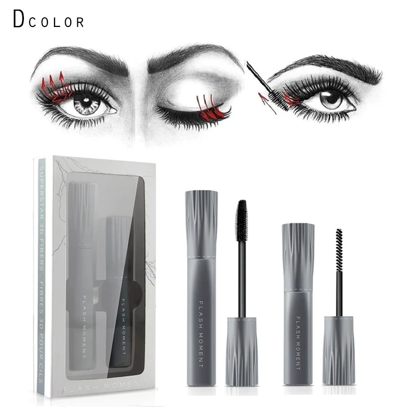 2018 brand 2pcs 4D silk fiber eyelash mascara set black mascara cream