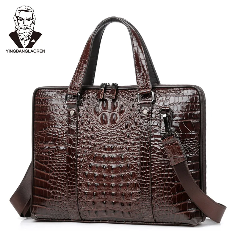 الراقية نمط تمساح يد الرجال جلد البقر حقيبة أعمال الكتف Crossbody حقيبة الذكور حقيبة ساعي السفر حقيبة