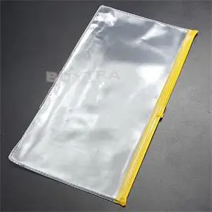

1Pc Long A6 Transparent Plastic Colorful Zipper Paper File Folder Book Pencil Pen Case Bag File Document Bags