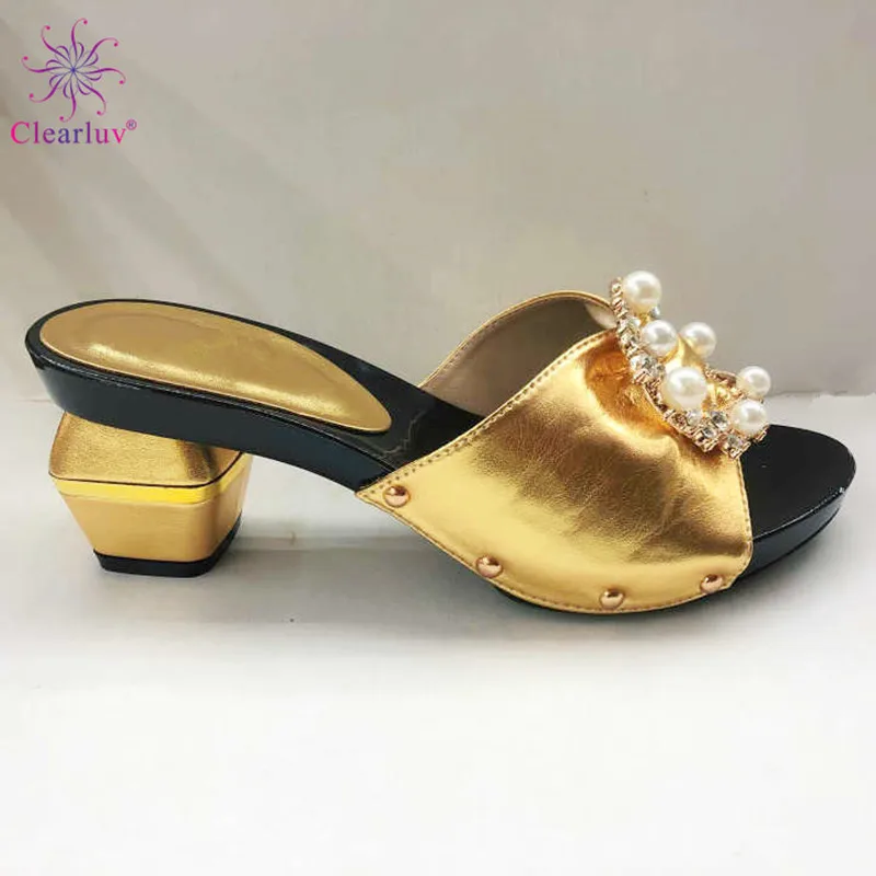 

Italian Shoe without Matching Bag Set Decorated With Colorful Crystals Red Color African Shoe not With Bag To Match for Party
