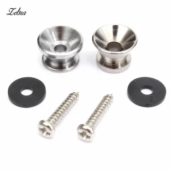 

Zebra 2pcs/Lot Silver Guitar Bass Chrome Metal End Pin Buttons Locks Safety Cushion Screws Round Head Straps Lock Peg