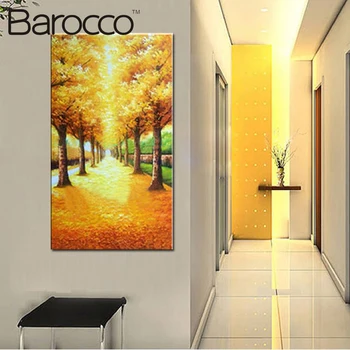

Modern Fashion Home Decoration Porch Wall art Picture Painting Oil Painting On Canvas Gold leaves Trees
