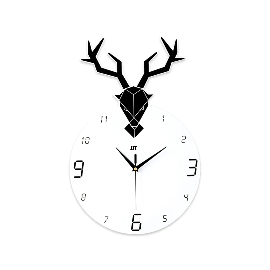 

Silent Deer Wall Clock Modern Design White Unique Living Room Decoration Watch Saat Large Wall Clocks Home Decor Loft Clock