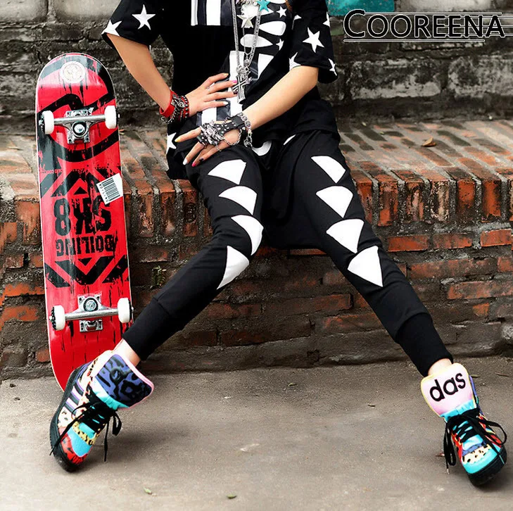 

#1931 Harajuku Hip hop Jogging pants for women Harem pants Women Loose Personality Punk rock sport woman Baggy pants women