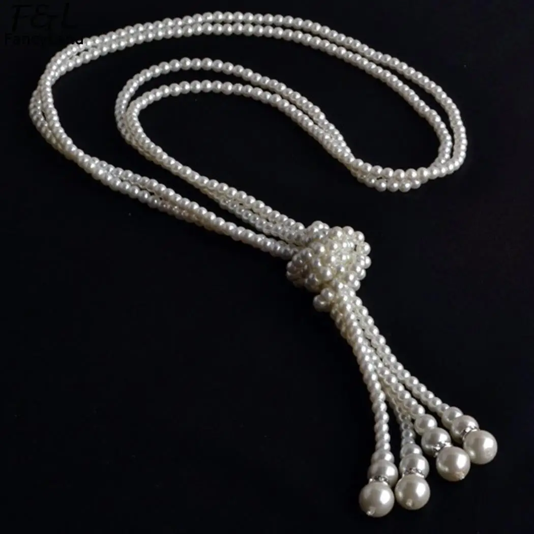 

Women Necklaces Chain Pearl Double Single Sweater Long Necklace Imitation Women Fashion Jewelry