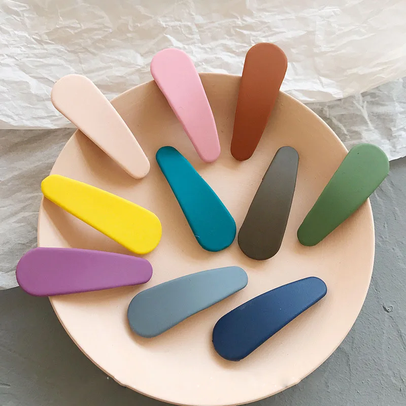 

1PCS Korean version of candy color frosted clip drop shape hairpin frosted texture bangs hairpin clip Bb side clip hair acc
