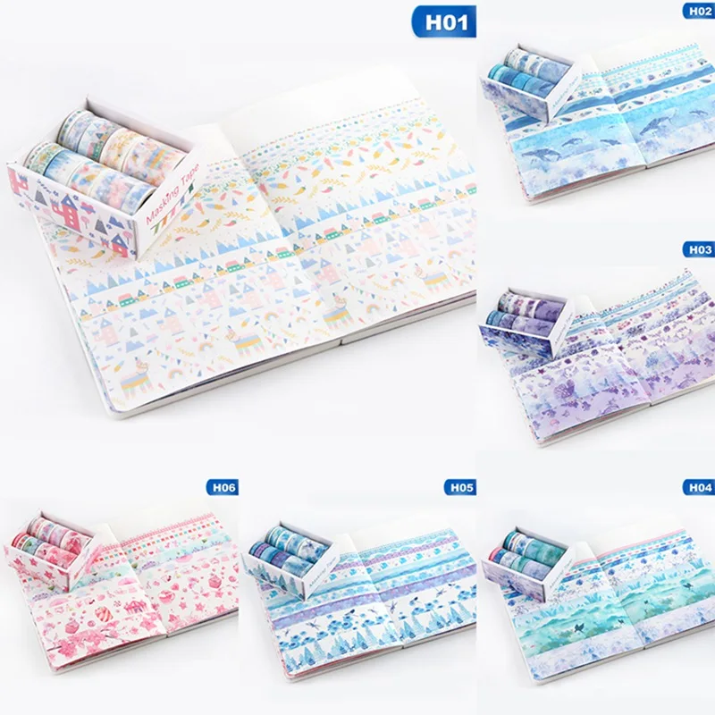 10 Pcs/Box Washi Masking Tape Set Petal Animal Flower Paper Masking Tapes Japanese Washi Tape Diy Scrapbooking Sticker 200cm