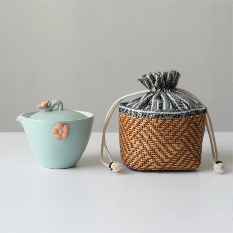 Винтажная сумка для хранения Teaware, Плетенный из веревки, хлопковая и льняная чайная посуда, чайник, Быстрый Чехол для чашек для путешествий, легко переносить