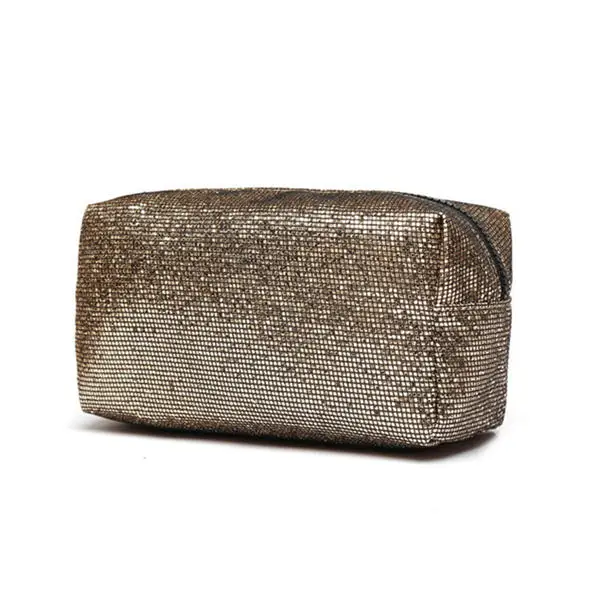 gold PURDORED, 1 шт., Женская Блестящая косметичка, сумка для макияжа с блестками, большая вместительность, клатч, вечерние сумки, дорожная косметичка, Органайзер - Цвет: gold