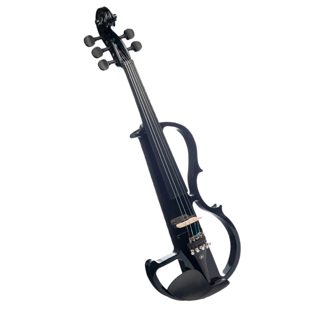 4/4 Solid Wood Black 5 String Electric Violin Kit Musical Instrument with Bow Case Rosin Headphone Cable Gift for Violin Players