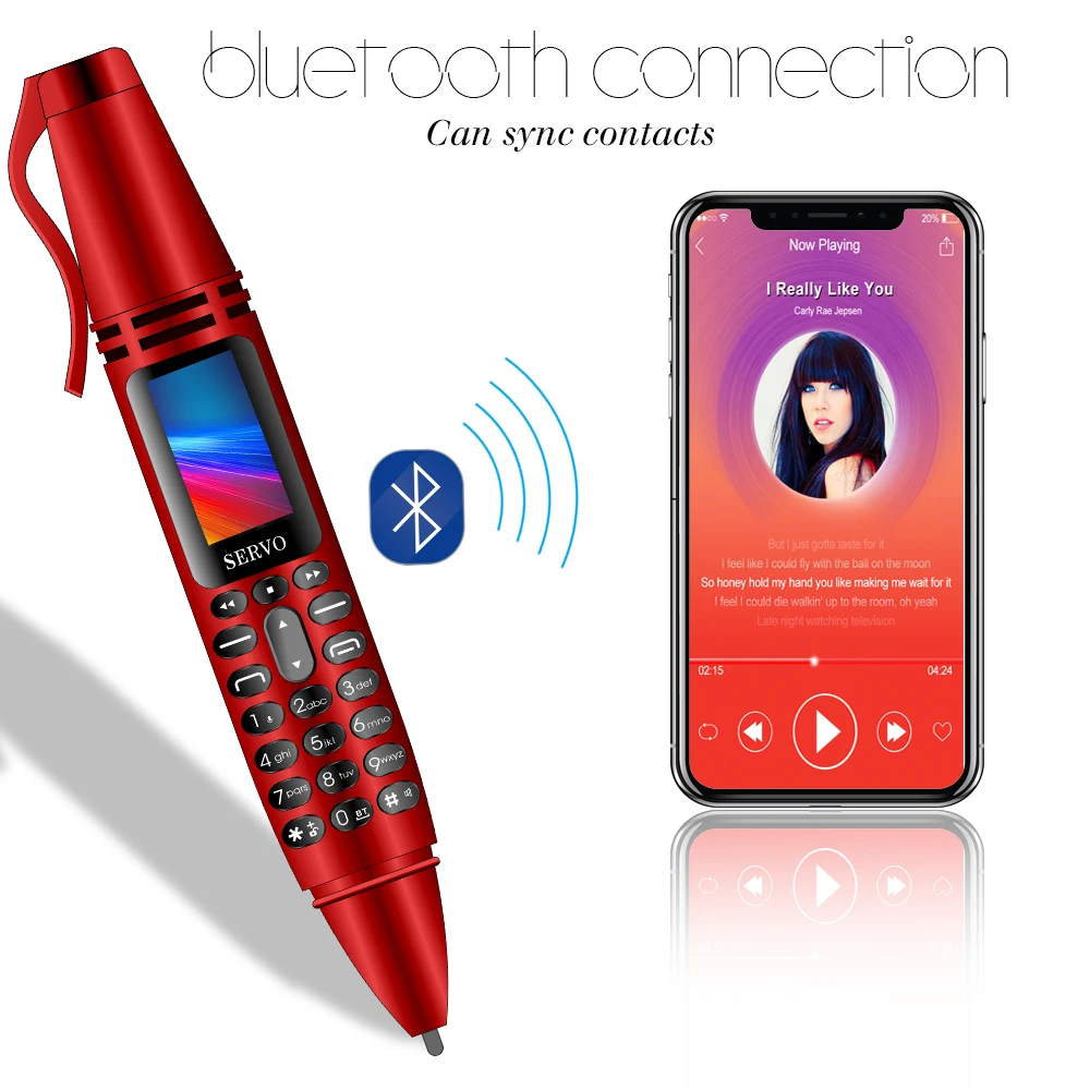 SERVO K07 Pen mini Cell phone 0.96" Tiny Screen Dual SIM Flashlight Bluetooth Dialer Unlock Mobile Phone Recording pen phones