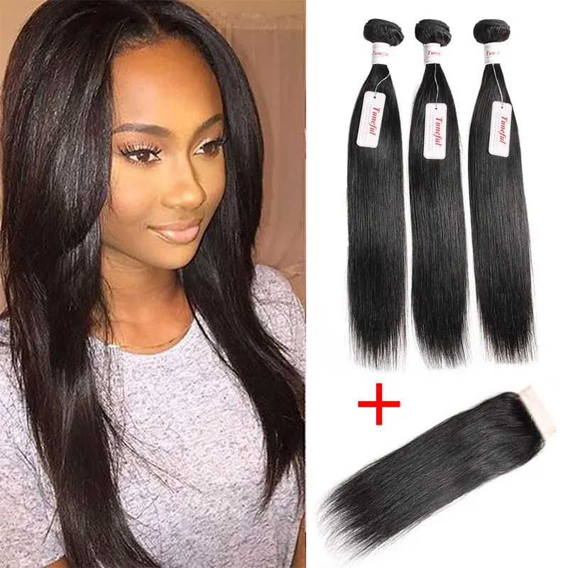 Brazilian Hair With Closure Straight Weave Peerless Virgin Hair With Closure 3 Bundle Deal Brazillian Straight Hair With Closure