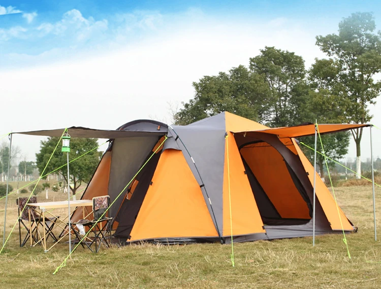 

New style high quality double layer automatic 3-4 person 4 doors ultralarge waterproof windproof camping tent