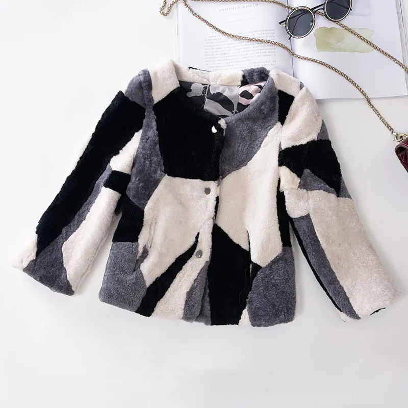 JKP baby children's fur coat girls wool shearing one short round neck big boy winter 2018 new children's jacket
