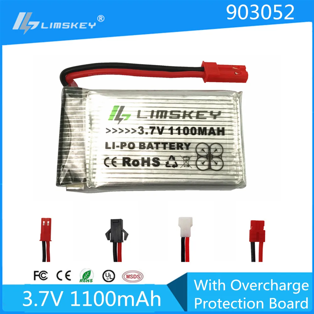 3.7V 1100mAh RC Helicopter Parts 1S Li Poly Battery For X5SW X5C MJX