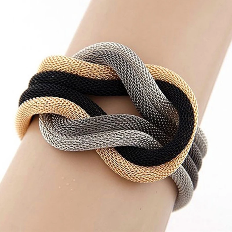 

New 2015 Fashion Ladies Braided Metal Chain Rope Men Bracelets Vintage Chunky Women Gold Chains Bracelets Bangles Jewellery Men