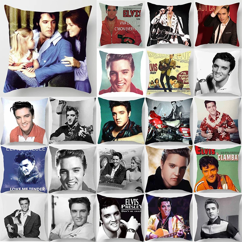 

Hot sale elvis pattern pillow case 45*45 cm home vintage pillow covers square Pillow case throw pillow covers
