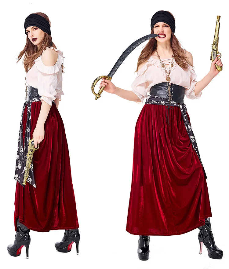H & ZY пиратские костюмы Необычные реквизит для карнавала сексуальный взрослый костюм на Хэллоуин капитан женщин Косплей вечерние платья