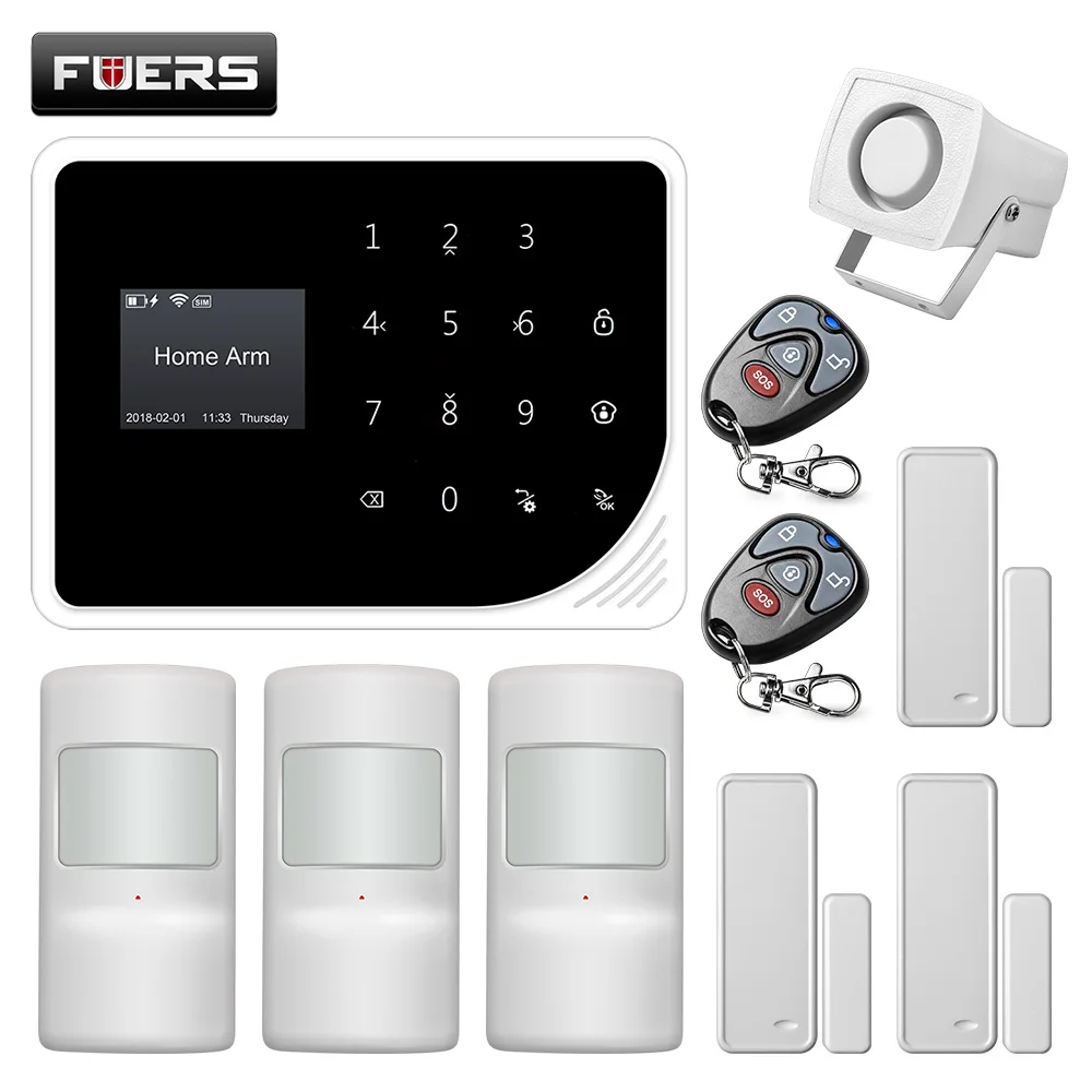 

FUERS S5 Russian Spanish English Dutch wireless Security Home Alarm System APP Control with remote control