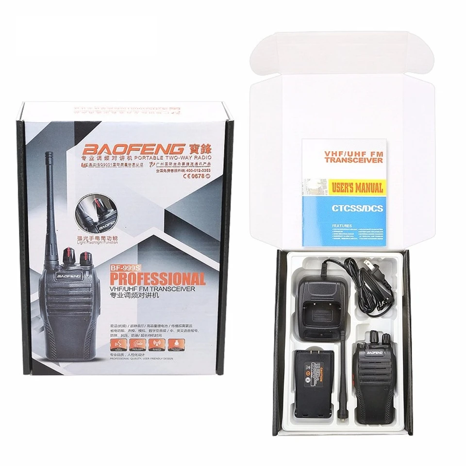 Baofeng 999s Walkie Talkie 16CH UHF 400-470MHz Ham Радио HF трансивер Портативный 2 способ радио удобный охотничий коммуникатор