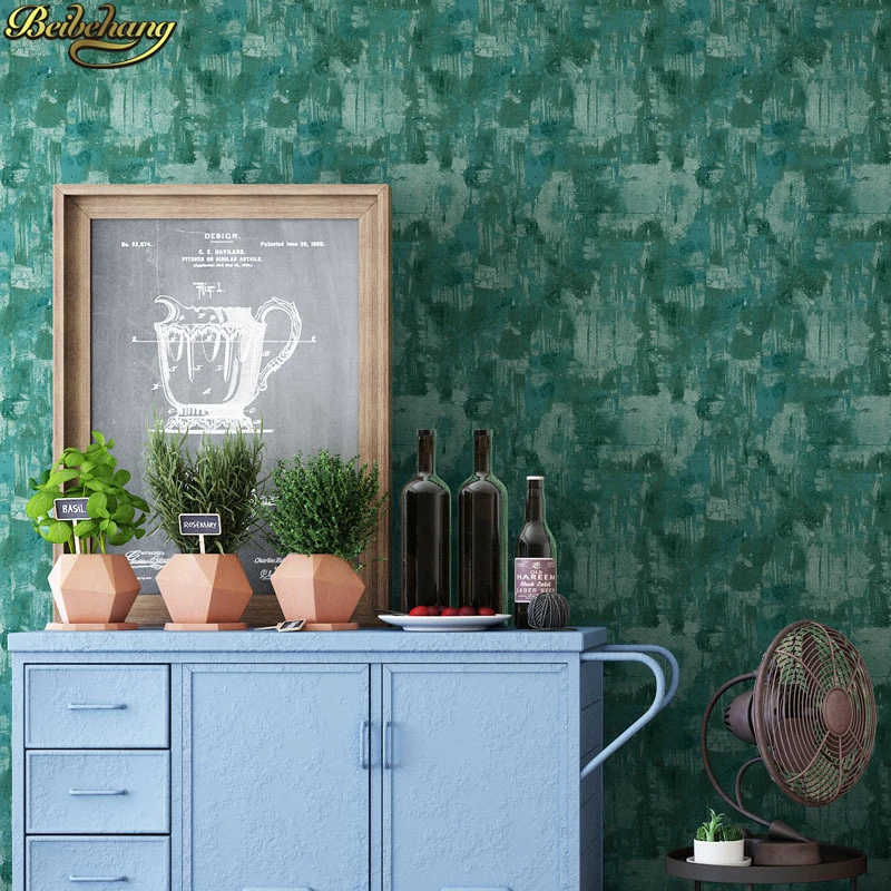 beibehang papel de parede Dark green cement color European retro personality industrial wind wallpaper for walls 3 d wall paper