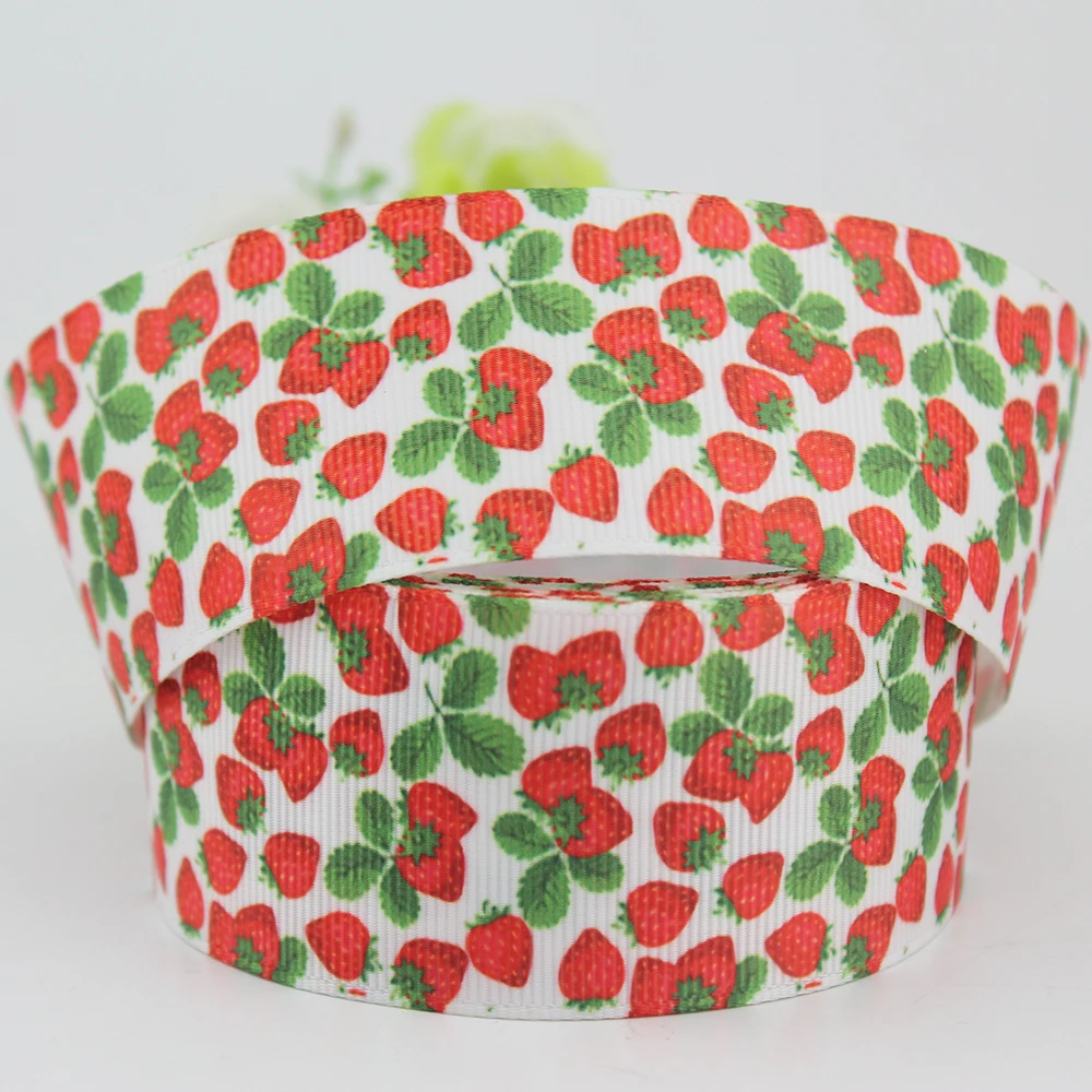 Cartoon Fruit Strawberry printed grosgrain ribbon 38mm 10 25 50 yards