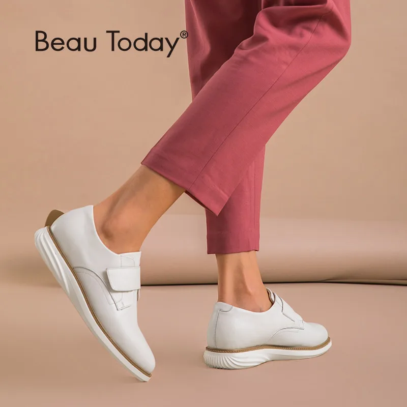 Plates Beige Boucle Top Bout Femmes 21331 Décontracté Crochet Beautoday Qualité Et white Cuir Rond De black En green Vachette Chaussures brown Véritable Femme Appartements 3jL5Aq4R