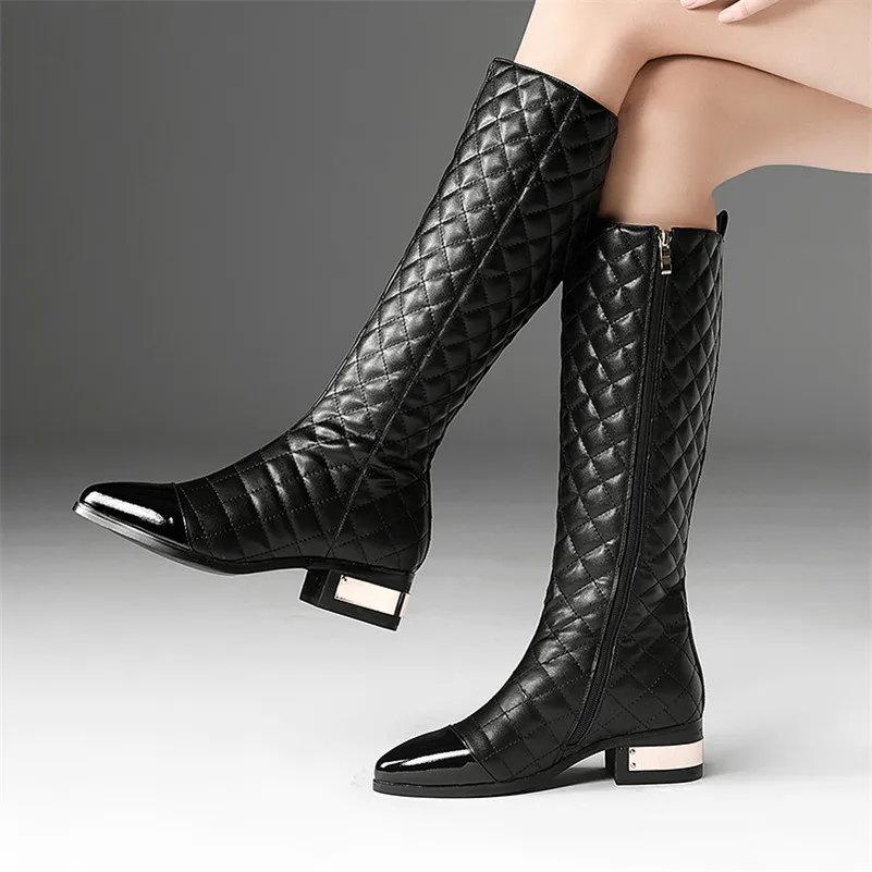 CONASCO/модные брендовые женские сапоги до колена; теплые зимние сапоги на высоком каблуке на молнии; пикантные высокие мотоботы; женская обувь