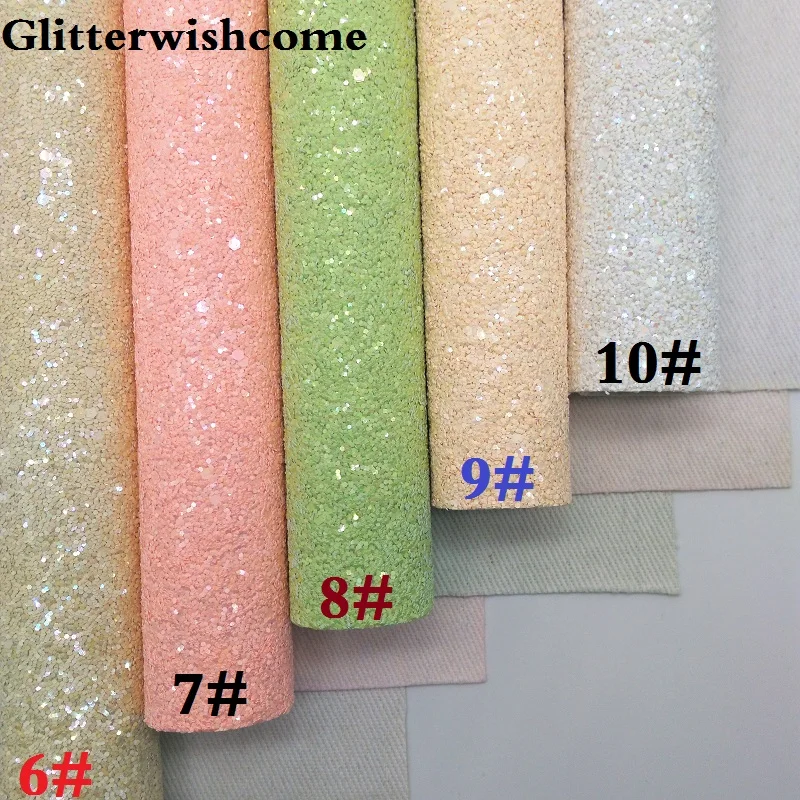 Синтетическая кожа Glitterwishcome 21 х29 см Размер A4 крупная блестящая винил для бантов