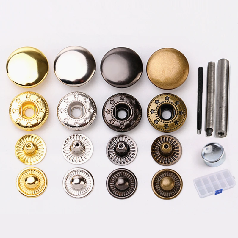 12.5MM 30Sets/Lot Metal Snap Buttons Snaps Press Button Fasteners With 4 Pieces DIY Fixing Press