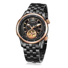 Mige 2017 Top Sale Real Brand Skeleton Mechanical Mans Watch Black Watchband Saphire Dial Sport Waterproof Automatic Man Watches