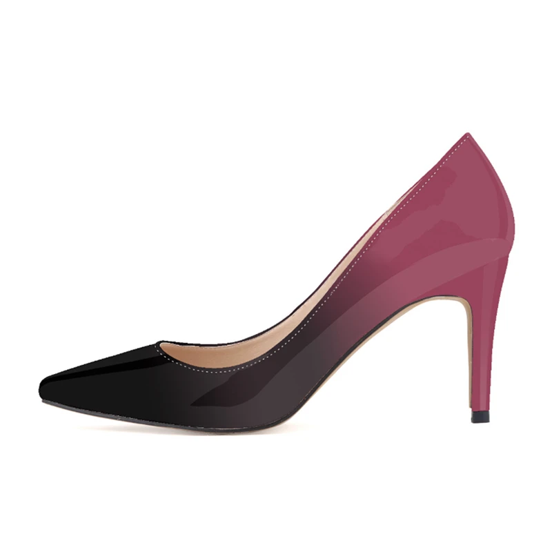 Красивые элегантные женские туфли-лодочки из органической кожи с острым носком на высоком тонком каблуке 8 см женские туфли-лодочки черного, красного, белого цвета обувь градиентного цвета NLK-A0162 - Цвет: 5