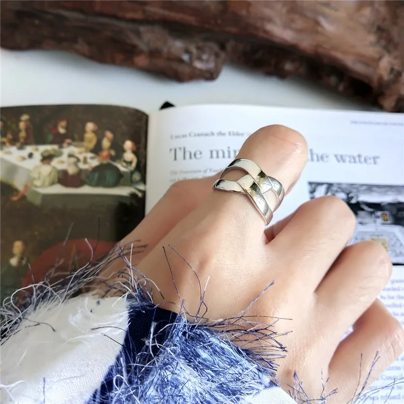 CosFecit Real 925 Sterling Silver Rings for Women X Opening Index Finger Ring Female Big Party Fine Jewelry Silver 925 RS098 (9)