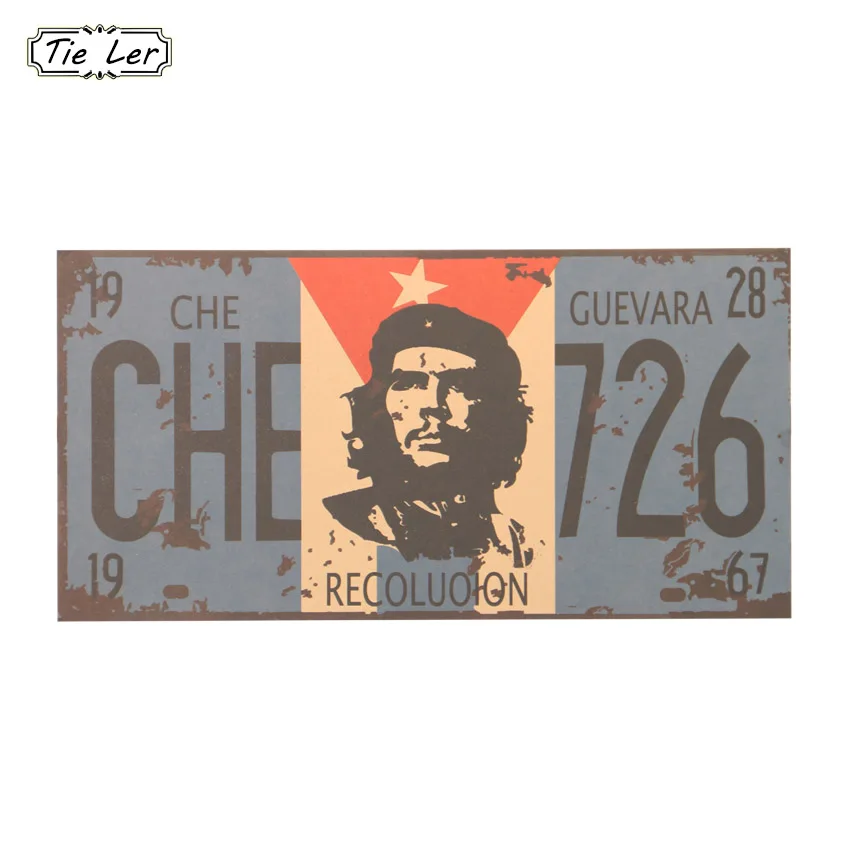 

2PCS License Plate Personality Wall Sticker Che Guevara Vintage Kraft Paper Bar Cafe Home 30X15cm