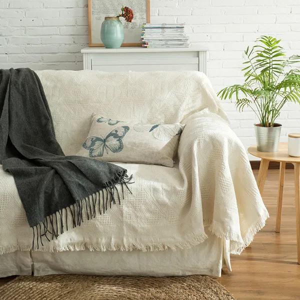 Dulcii Decorative 100% Cotton Woven Throw Blanket Sofa Towel Warm Slipcover 130