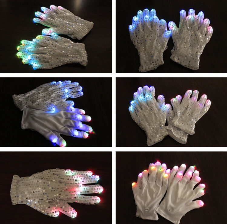 10pairs Unisex Gloves Colorful Party LED Gloves Dance Rave Finger Laser