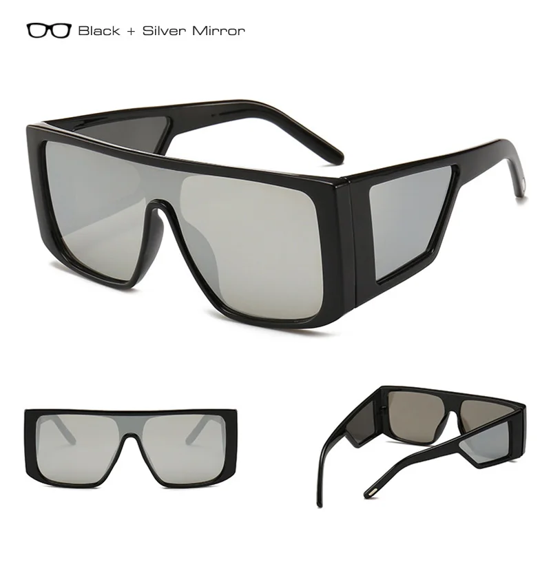 SHAUNA, квадратные солнцезащитные очки в стиле панк, мужские, двойные линзы, ветрозащитные, цельные линзы, очки для женщин, плоский верх, крутые ретро очки, солнцезащитные очки для мужчин