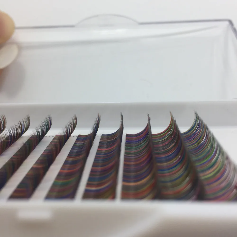 

Rainbow color eyelash D curl 0.07mm mix colored lashes Faux mink individual eyelash extensions volume eyelashes