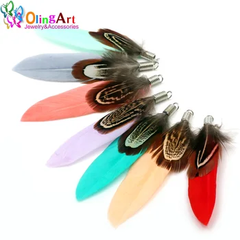 

OlingArt colorful Natural feathers tassel 10pcs 7cm women earrings Bracelet necklace DIY Jewelry Making Keychain Pendants NEW