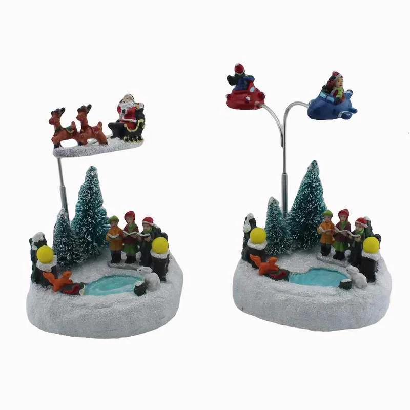 

Animated Rolling Collectible Figurine Building & Choirs with Led Light and Music Christmas Tree Xmas Holiday Decoration Gift