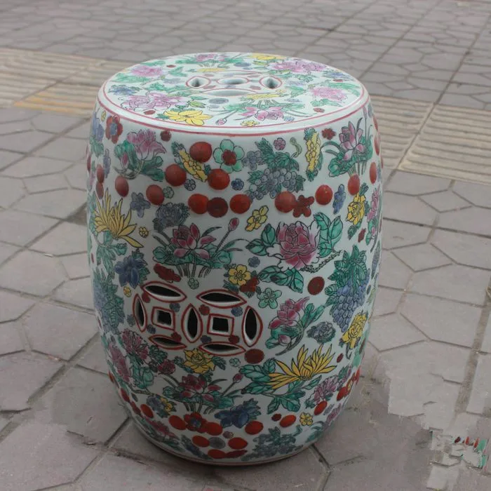 Jingdezhen indoor ceramic Antique home drum porcelain garden stool Glazed hand painted round porcelain antique garden stool   (2)