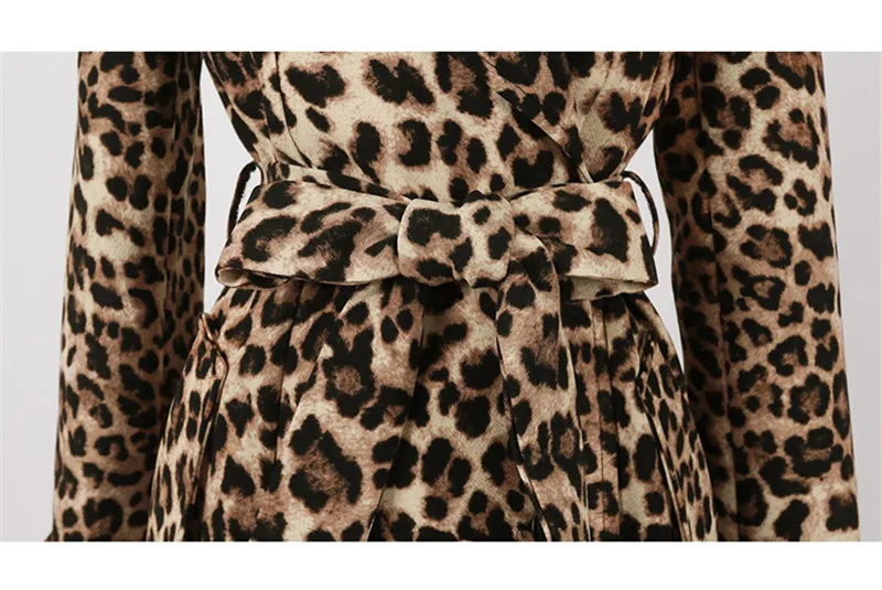 RUGOD, новинка, длинный Тренч, женское леопардовое повседневное пальто с длинным рукавом, Женское пальто с поясом, модная теплая зимняя одежда, casaco feminino