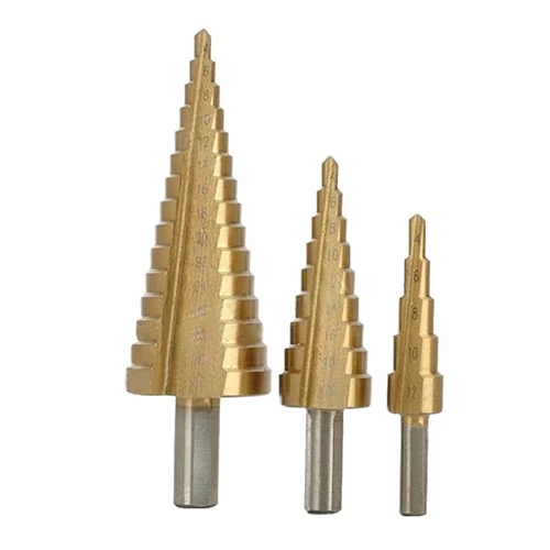 

Free Shipping 3Pcs 4-12/20/32mm HSS Steel Step Conical Drill Titanium Drills Bit Hole Cutter  617M