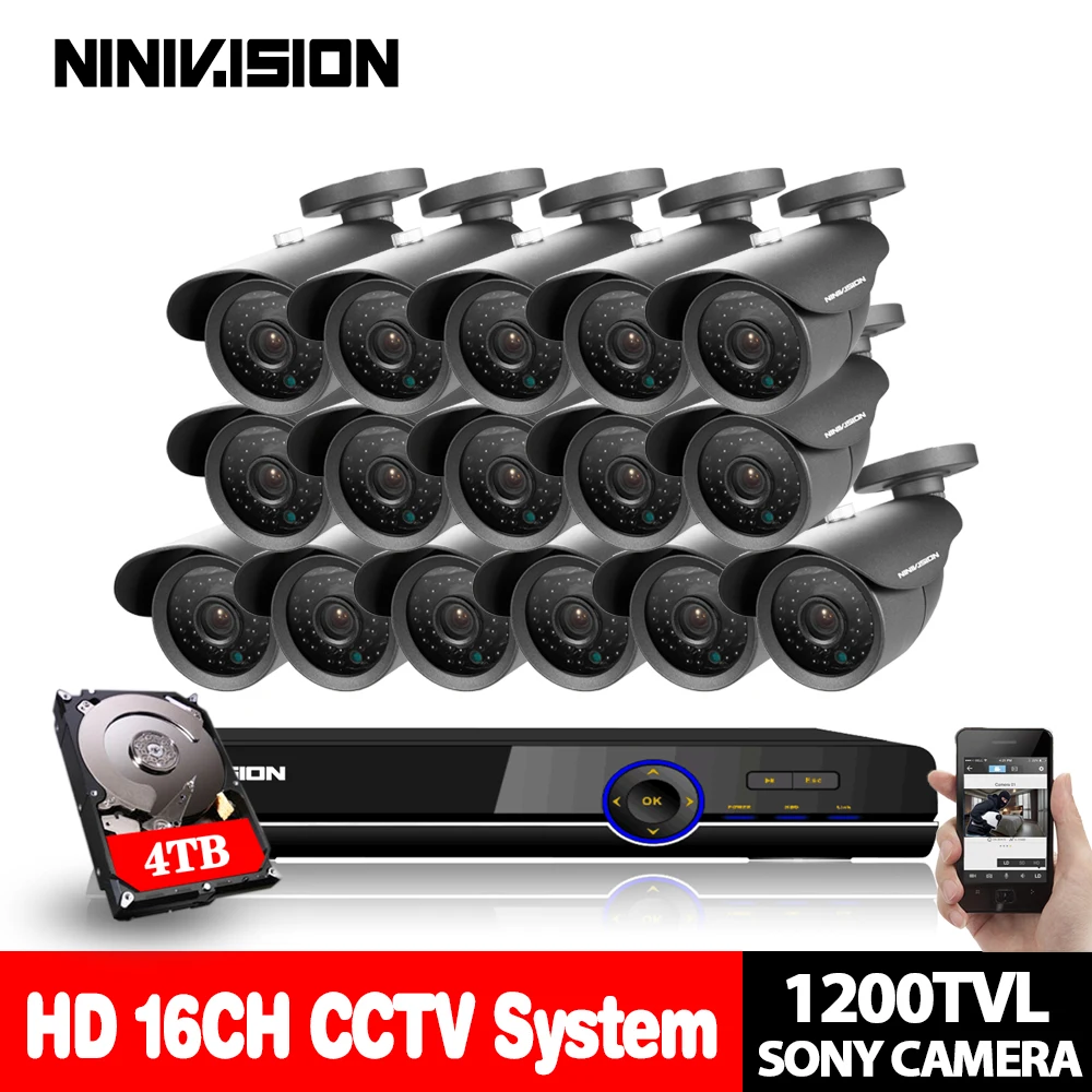 1080 P 16 каналов CCTV AHD DVR Системы sony 1200TVL ИК устойчивый к погодным условиям и видеонаблюдения комплект для камеры видеонаблюдения 16ch Wi-Fi DVR Регистраторы Системы