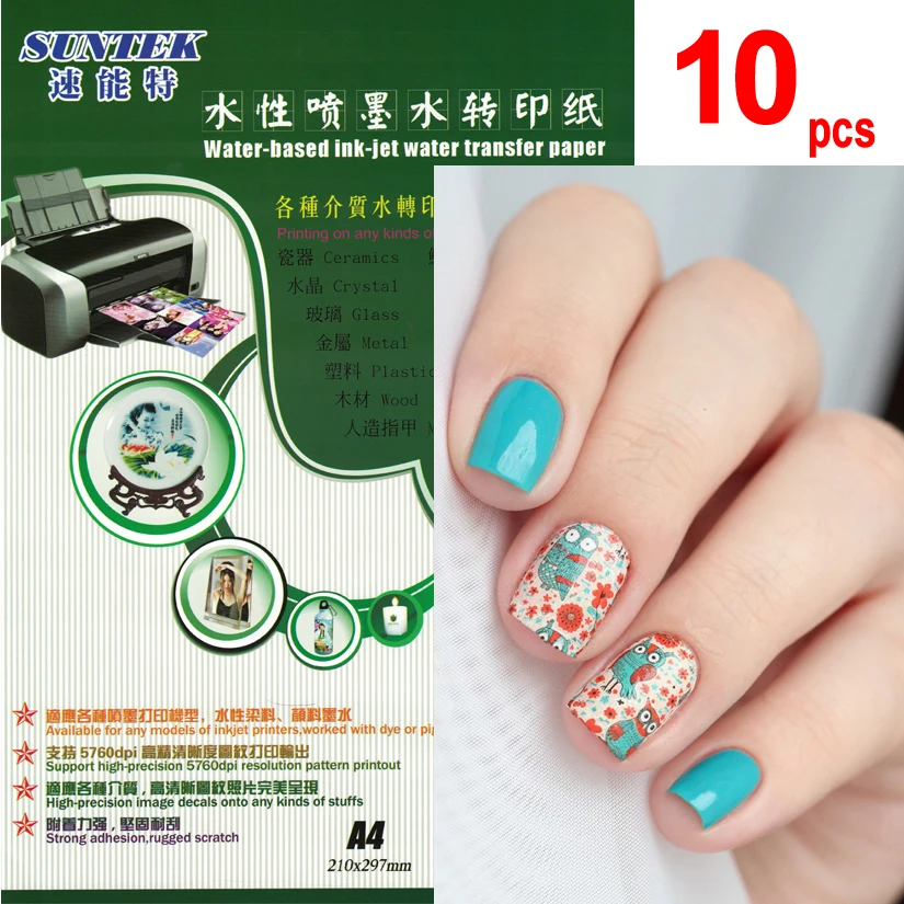 

A4 Inkjet Clear Waterslide Decal Transfer Paper (10 sheets/lot) Ceramic Glass Nail Sticker