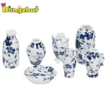 Dongzhur макеты кукольного домика 1:12 аксессуары ваза кукла, сделанная вручную дом Мини Керамические украшения аксессуары 7 шт. Ваза Набор